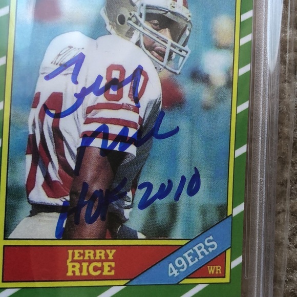 JERRY RICE 1986 TOPPS ROOKIE REPRINT W/SIGNED AUTOGRAPH PSA DNA AUTHENTIC AUTO - Picture 2 of 3